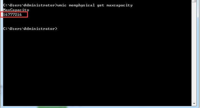 wmic memphysical get maxcapacity